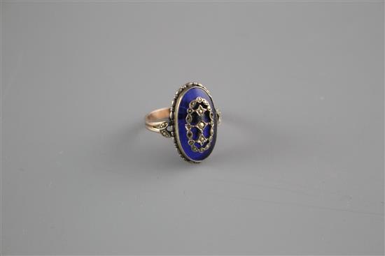 A 19th century yellow metal and citrine set ring (adapted) and 3 other items.